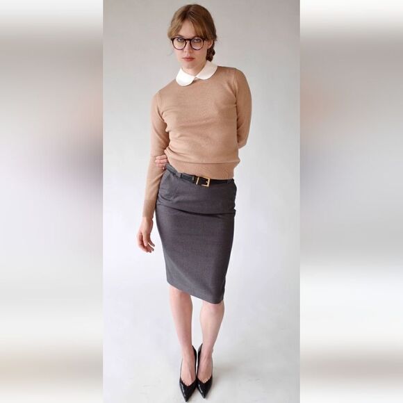 Chadwick’s Classic Grey Wool Suit Pencil Skirt 8 - Picture 1 of 9